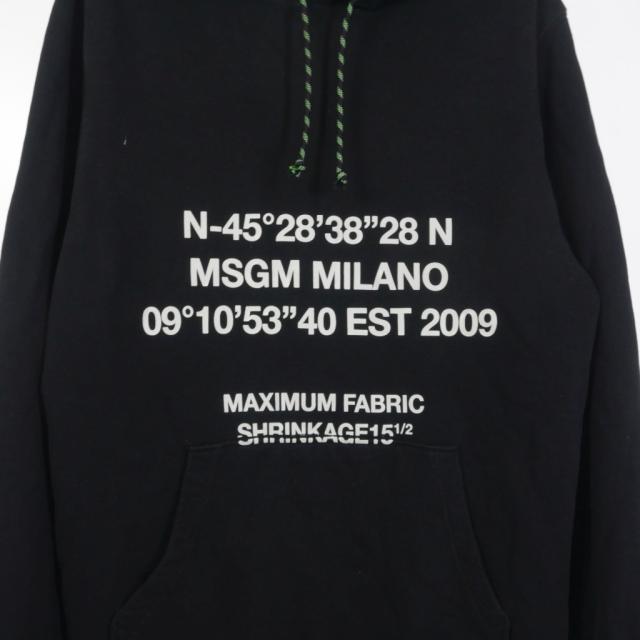 【中古】エムエスジーエム MSGM ロゴパーカー フーディー プルオーバー L ブラック ホワイト 3140MM182J メンズ_2