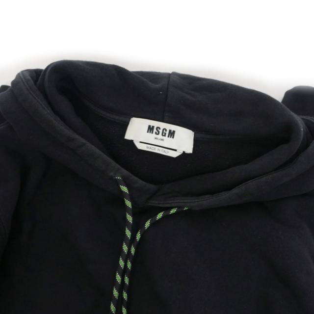 【中古】エムエスジーエム MSGM ロゴパーカー フーディー プルオーバー L ブラック ホワイト 3140MM182J メンズ_5