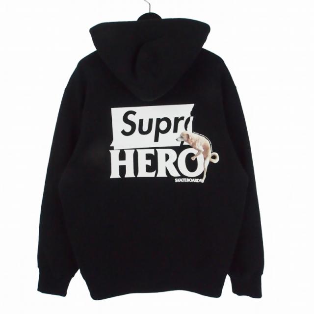 【中古】シュプリーム SUPREME × アンチヒーロー ANTI HERO Hooded Sweatshirt フーディ パーカー M ブラック 黒