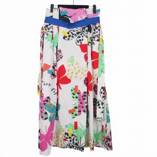 【中古】マックスマーラ ウィークエンドライン MAX MARA WEEKEND LINE FLUTTERFLIES プリント 総柄スカート 40