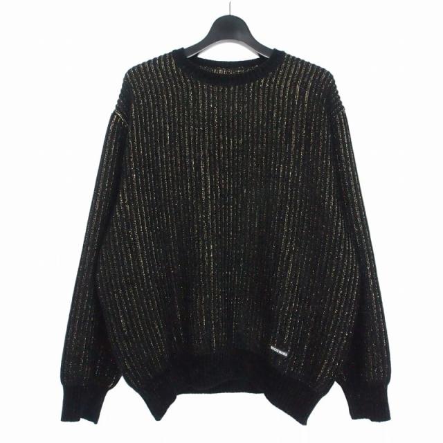 【中古】ワコマリア WACKO MARIA GLITTER KNIT SWEATER グリッターニットスウェット セーター L ブラック 黒 メンズ