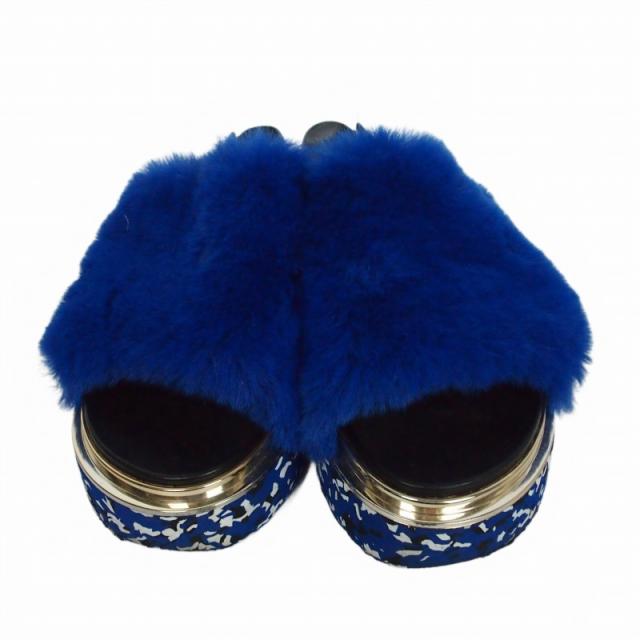 【中古】ユナイテッドヌード UNITED NUDE Terra Teddy ファーサンダル 靴 ストラップ 36 ブルー 青 レディース_1