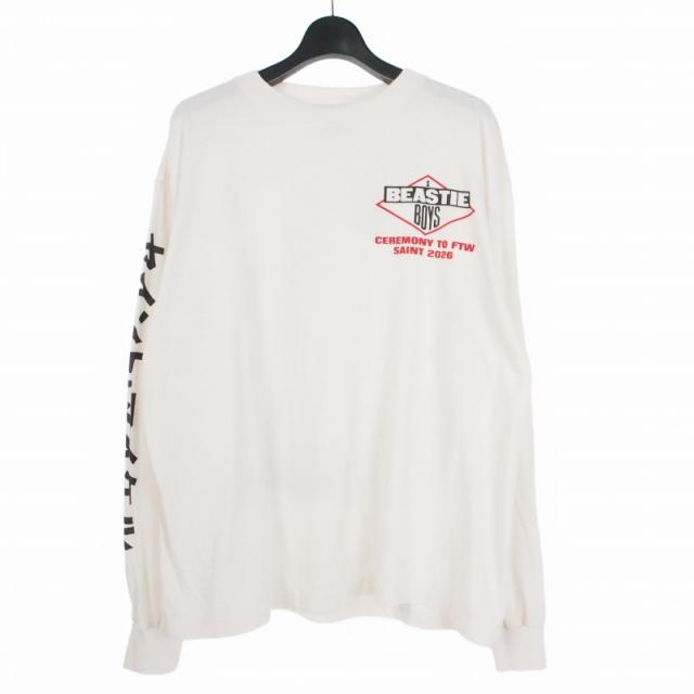【中古】未使用品 セントマイケル ロングスリーブTシャツ カットソー 長袖 L ホワイト 白 SM-MK8-0000-C24 メンズ