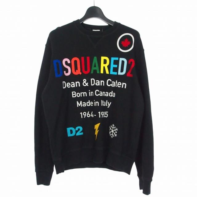 【中古】ディースクエアード DSQUARED2 21AW デザインスウェット トレーナー M ブラック 黒 S74GU0520 国内正規