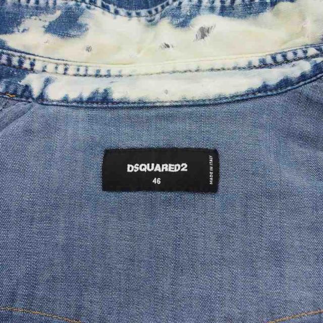 【中古】ディースクエアード DSQUARED2 21AW パッチワーク ダメージ加工 デニムシャツ 長袖 46 インディゴ_4