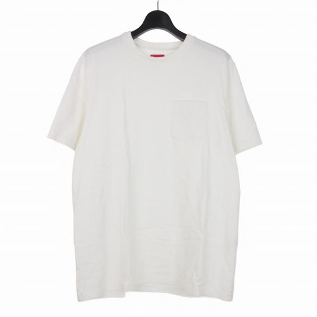 【中古】シュプリーム SUPREME Laser Cut S Logo Pocket TEE Tシャツ カットソー 半袖 L ホワイト 白 メンズ
