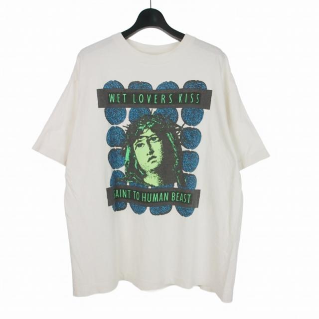 【中古】セントマイケル SAINTMICHAEL 24AW KISS SS TEE Tシャツ カットソー 半袖 XL ホワイト 白 SM-YS1-0000-009