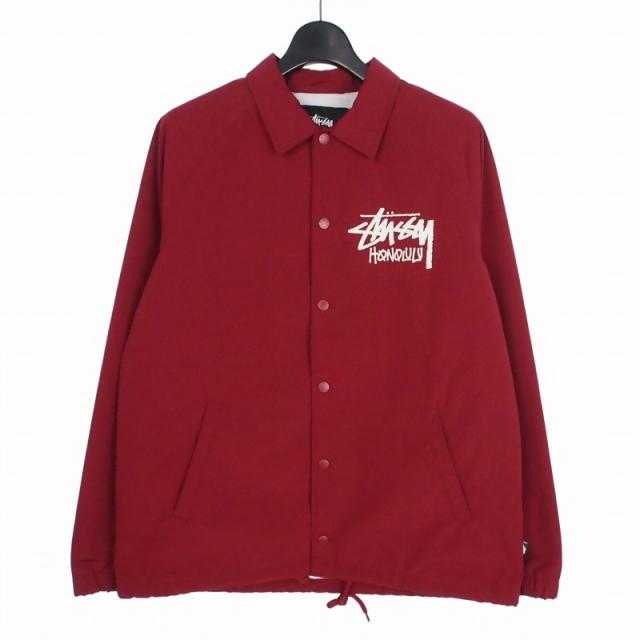 【中古】ステューシー STUSSY ナイロンコーチジャケット ブルゾン S レッド 赤 メンズ