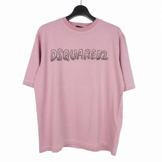 【中古】未使用品 ディースクエアード ルーズフィット Tシャツ カットソー 半袖 S ピンク S71GD1554 メンズ