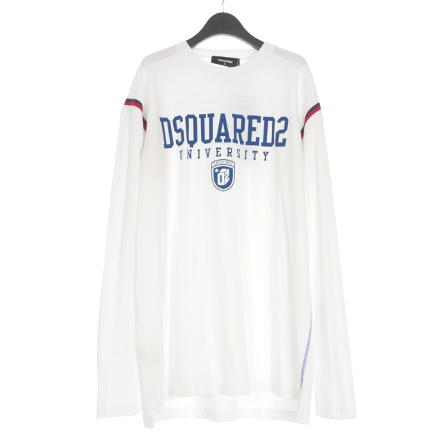 【中古】未使用品 ディースクエアード DSQUARED2 23AW UNIVERSITY T-SHIRT フットボール Tシャツ カットソー 長袖