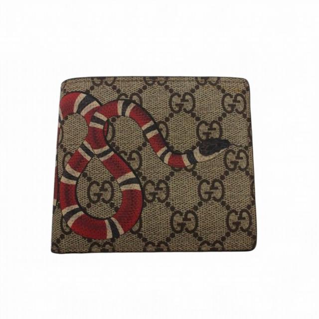 中古】グッチ GUCCI 総柄 キングスネークプリント GGスプリーム 二