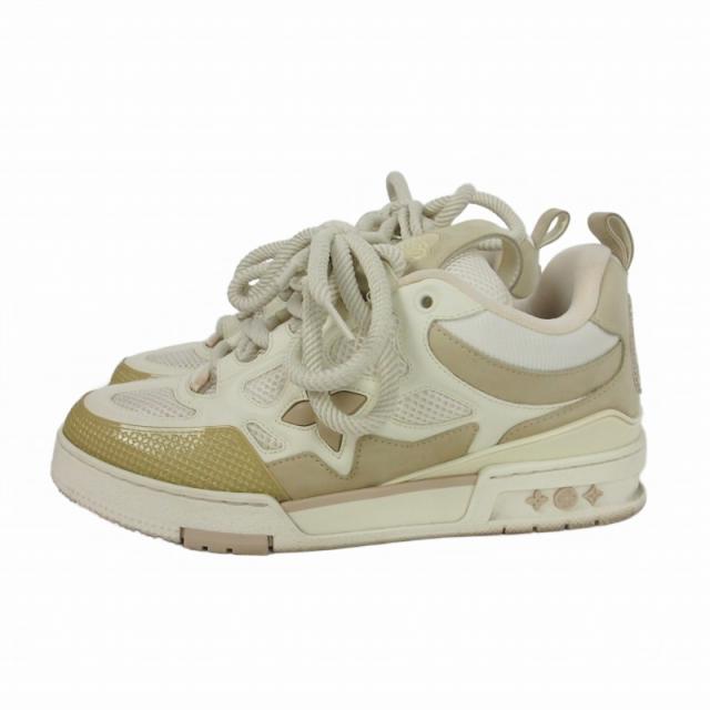 【中古】ルイヴィトン ローカット スニーカー 靴 7.5 ホワイトベージュ GO1202 国内正規 メンズ_1