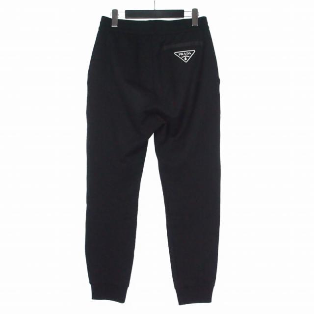 【中古】プラダ PRADA トライアングルロゴ プリント スウェットパンツ ジョガーパンツ XS ブラック 黒 UJP201_1