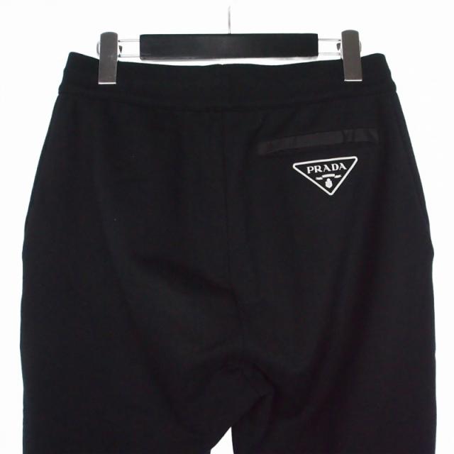 【中古】プラダ PRADA トライアングルロゴ プリント スウェットパンツ ジョガーパンツ XS ブラック 黒 UJP201_4