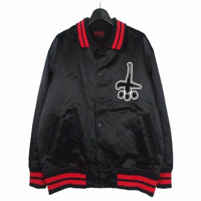 【中古】カタリスト CVTVLIST Satin College Jacket サテンカレッジジャケット ロゴスタジャン ブルゾン 2 ブラック
