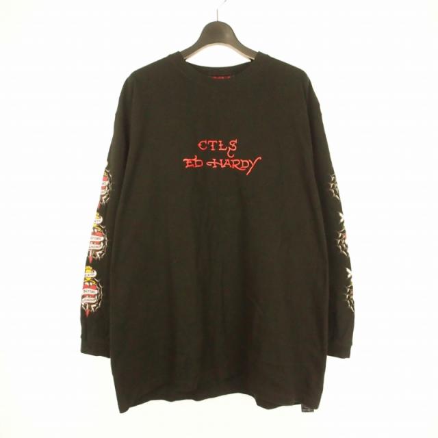 【中古】カタリスト× エドハーディー Ed Hardy Tシャツ カットソー 長袖 2 ブラック黒 210111EH04