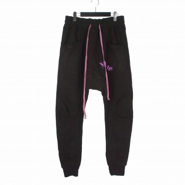 【中古】カタリスト× CVTV マイン MYne 22AW USUAL PANTS サルエル スウェットパンツ ダメージ加工 2 ブラック 黒