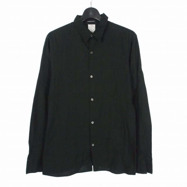 【中古】アンドゥムルメステール ANN DEMEULEMEESTER オリゾンティ 本人期 ストライプ シャツ 長袖 S ブラック 黒