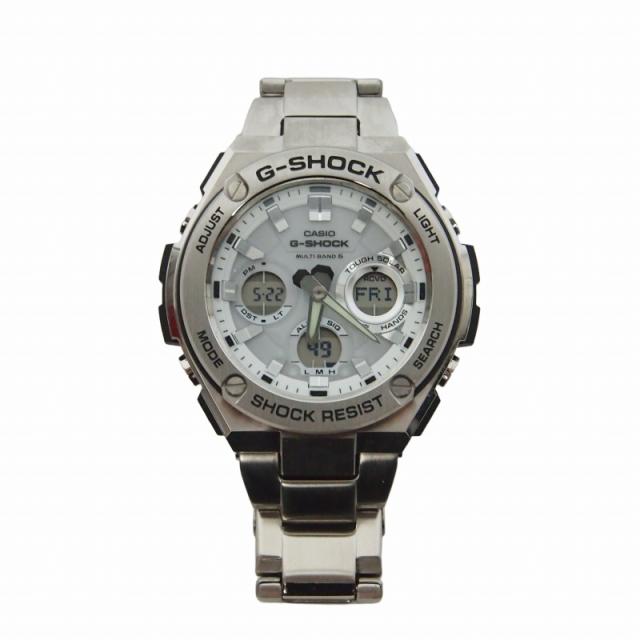 【中古】カシオジーショック CASIO G-SHOCK G-STEEL Gスチール 電波ソーラー 腕時計 シルバー GST-W110D メンズ