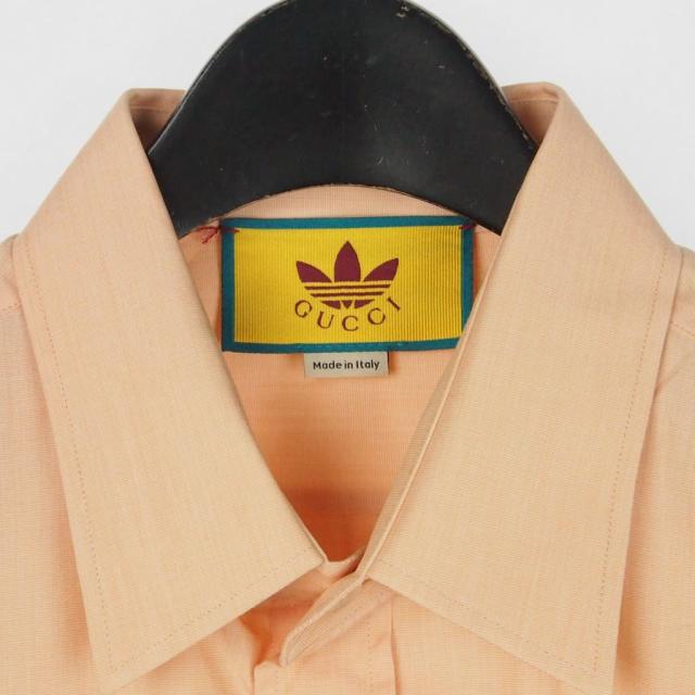 【中古】グッチ GUCCI × アディダス コラボ 長袖 シャツ ビッグシルエット ロゴ刺繍 50 LL ピンク オレンジ 691521_2