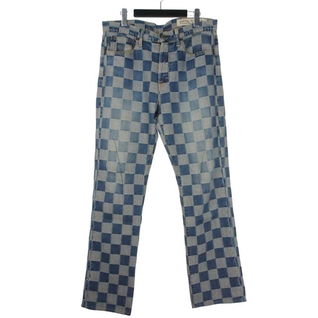 【中古】キャピタル kapital 市松 パッチワーク デニム ジーンズ パンツ 36 ブルー 青 メンズ