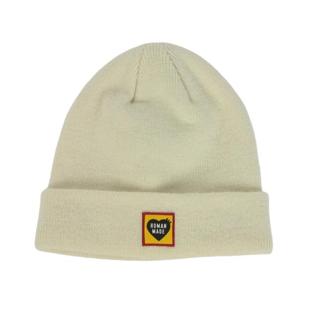 【中古】ヒューマンメイド HUMAN MADE クラシックビーニー  ロゴワッペン ニット帽 Beanie 帽子 メンズ F 白 ホワイト