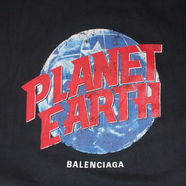 【中古】バレンシアガ BALENCIAGA 24AW PLANET EARTH ダメージプリントジップアップパーカー フーディ XS ブラック_5