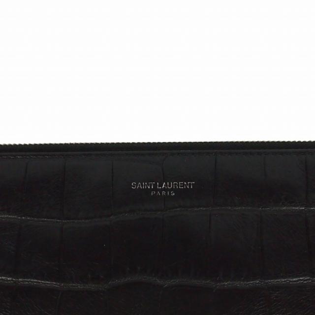 【中古】サンローラン パリ クロコ型押し クラッチバッグ カーフレザー セカンドバッグ ブラック TGA397294_3