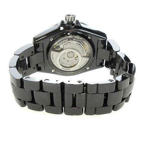 ☆美品★保証書付き【CHANEL】シャネル J12 黒セラミック 38MM 12Pダイヤ H5702 自動巻き メンズ_690026