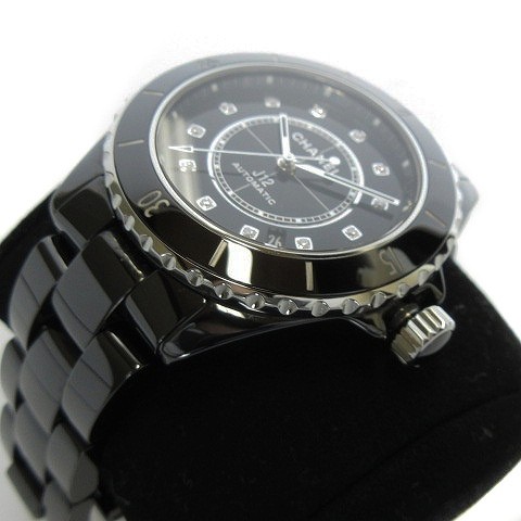 ☆美品★保証書付き【CHANEL】シャネル J12 黒セラミック 38MM 12Pダイヤ H5702 自動巻き メンズ_690026