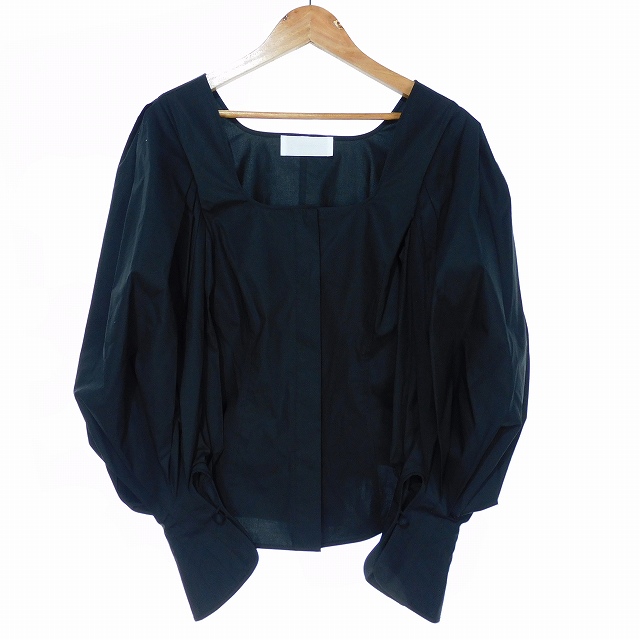 マメクロゴウチスクエアネック パフスリーブシャツブラウス ブラック 黒