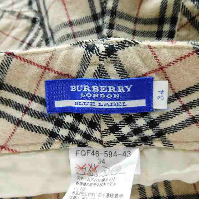 Burberryバーバリーブルーレーベル ウールチェックパンツ - パンツ