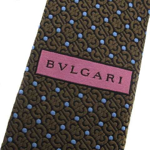 中古】ブルガリ BVLGARI ネクタイ ワイドタイ シルク イタリア製 総柄