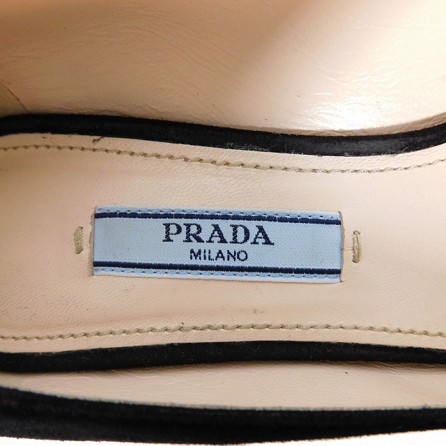 中古】プラダ PRADA パンプス スエード チャンキーヒール バックル