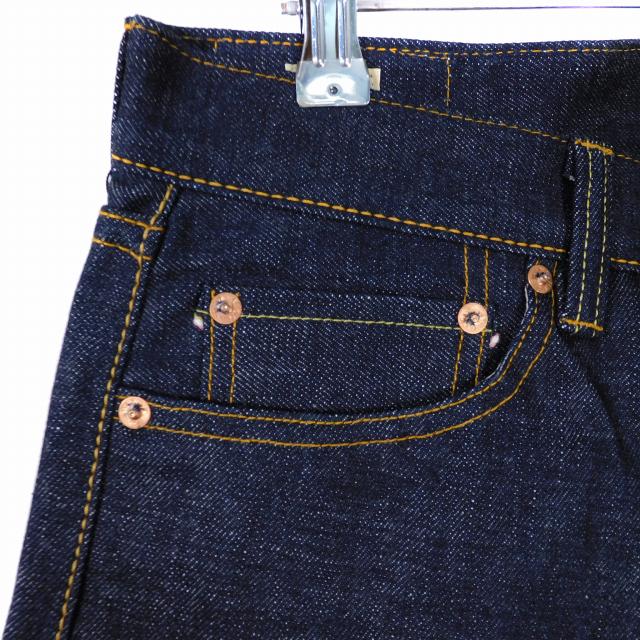 【中古】未使用品 桃太郎ジーンズ 出陣レーベル デニム パンツ セルビッチ ハイテーパード 30 インディゴ メンズ 中古】未使用品 桃太郎ジーンズ 出陣レーベル デニム パンツ