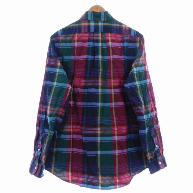 【中古】未使用品 ポロ ラルフローレン CLASSIC FIT チェックシャツ ボタンダウン 長袖 カジュアル ロゴ M 緑 メンズ_1