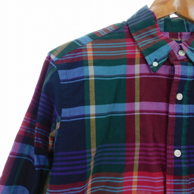 【中古】未使用品 ポロ ラルフローレン CLASSIC FIT チェックシャツ ボタンダウン 長袖 カジュアル ロゴ M 緑 メンズ_2