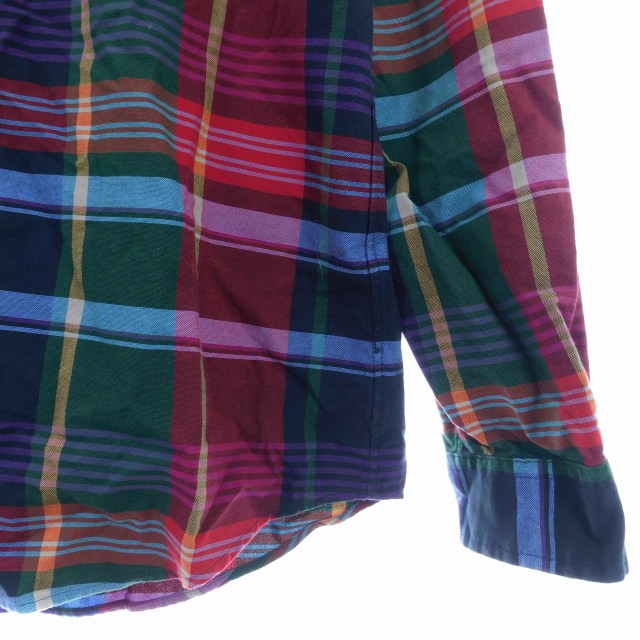 【中古】未使用品 ポロ ラルフローレン CLASSIC FIT チェックシャツ ボタンダウン 長袖 カジュアル ロゴ M 緑 メンズ_3