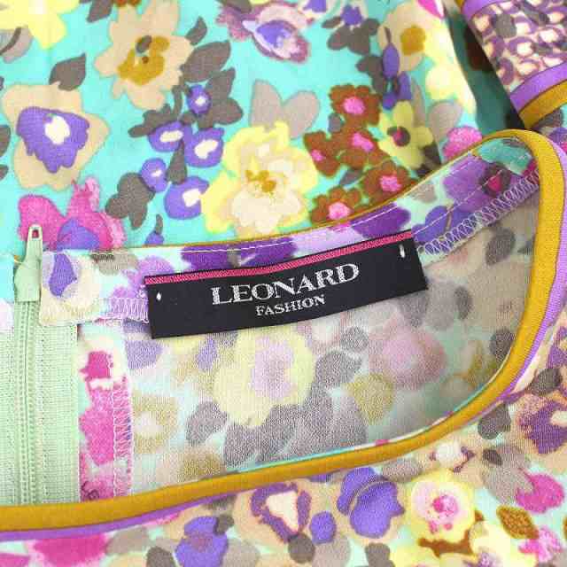 中古】レオナール LEONARD FASHION ワンピース ひざ丈 花柄 総柄 七分