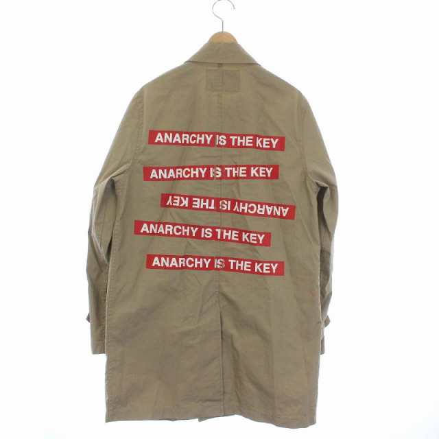 【中古】シュプリーム UNDER COVER 15SS ANARCHY IS THE KEY COAT ステンカラーコート ロング プリント S  ベージュ｜au PAY マーケット