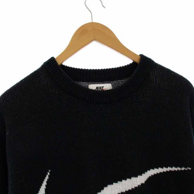 【中古】シュプリーム SUPREME NIKE 19SS Swoosh Sweater スウォッシュセーター ニット 長袖 クルーネック ロゴ M  黒｜au PAY マーケット