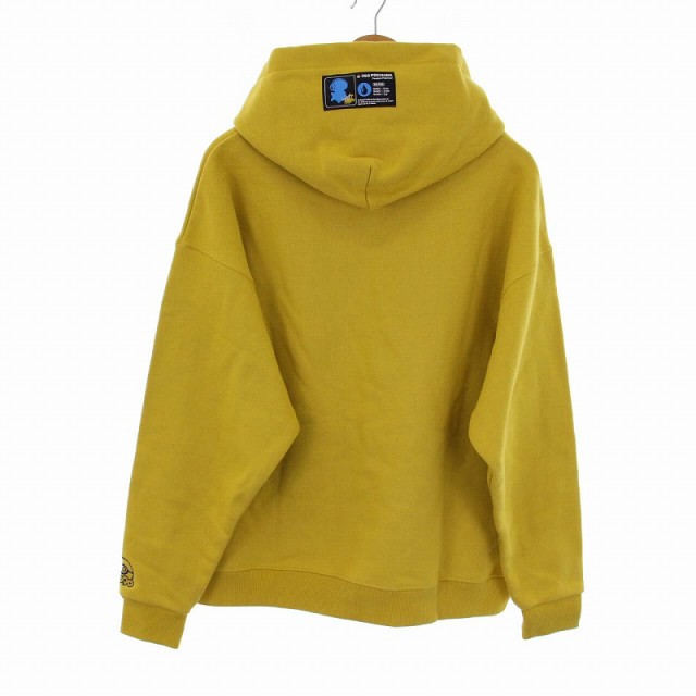 【中古】ナインティナインティ 9090 ポッチャマ Hoodie プルオーバー パーカー スウェット 長袖 ロゴ 刺繍 M 黄色｜au PAY  マーケット