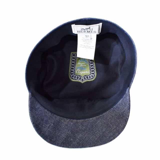 【中古】エルメス HERMES Cabourg Cliquetis cap キャスケット キャップ 帽子 デニム 57 インディゴ 紺 ネイビー｜au  PAY マーケット