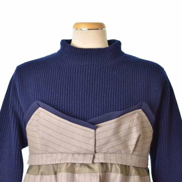 sacai 22AW Wool Knit x Chalk Stripe Pullover ニット セーター プル