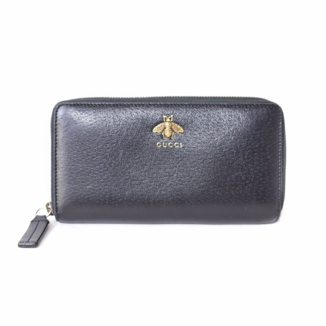 中古】グッチ GUCCI アニマリエ ビー レザー ラウンドジップ 長