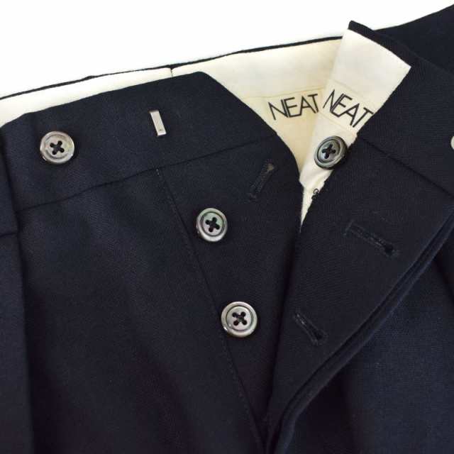 中古】ニート NEAT パンツ スラックス 2タック ウール 48 紺 ネイビー