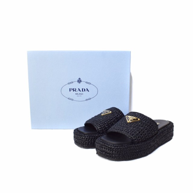 中古】プラダ PRADA 23SS クロシェ フラットフォーム スライドサンダル