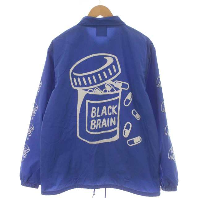 中古】BLACK BRAIN コーチジャケット ナイロン プリント アウター L 青