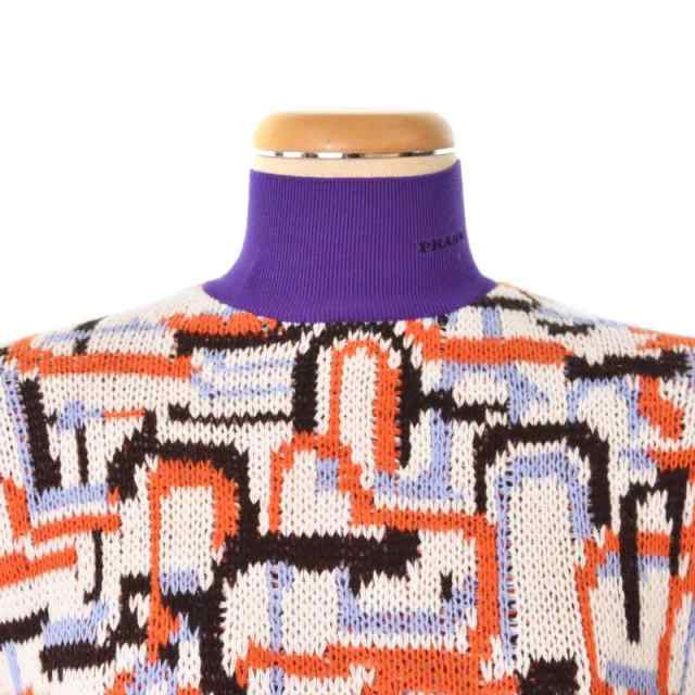 【中古】プラダ PRADA 22年製 geometric-motif wool cashmere knit pullover ニット セーター  ハイネック 総柄 P26474｜au PAY マーケット