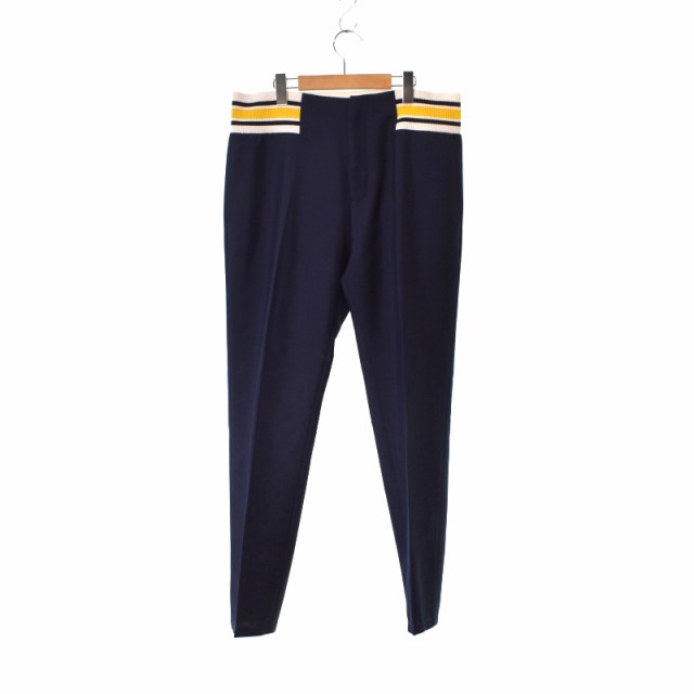 LOEWE Ribbed Trim Trousers リブ パンツ 紺 52 - スラックス